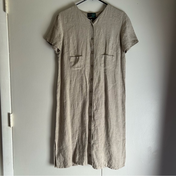 Harve Benard Dresses & Skirts - Harvé Benard by Benard Holtzman Linen Button Up Dress Pockets Short Sleeve